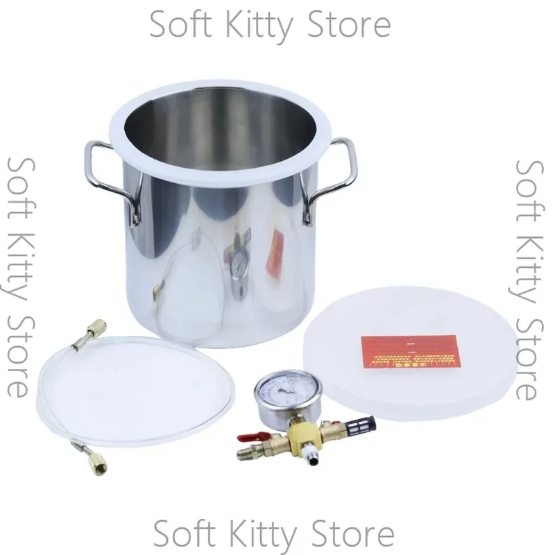 20CM Vacuum Defoaming Tank Barrel Stainless Steel Vacuum Chamber Crystal Glue Maker for Epoxy Resin Silica Gel 6L