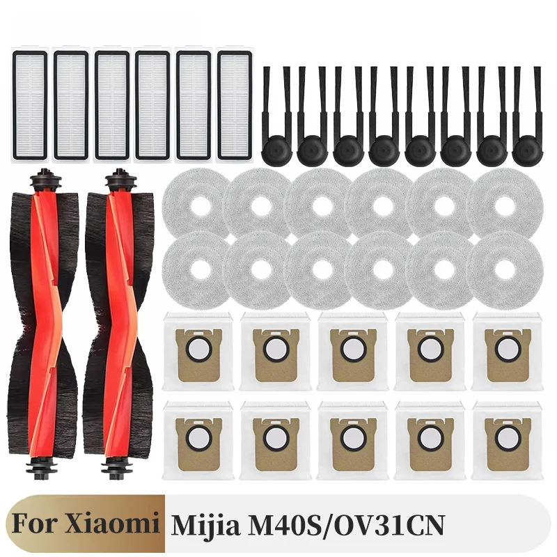 

For Xiaomi Mijia M40S/OV31CN Robot Vacuum Spare Parts Main Side Brush Hepa Filter Mop Cloth Dust Bag Accessories