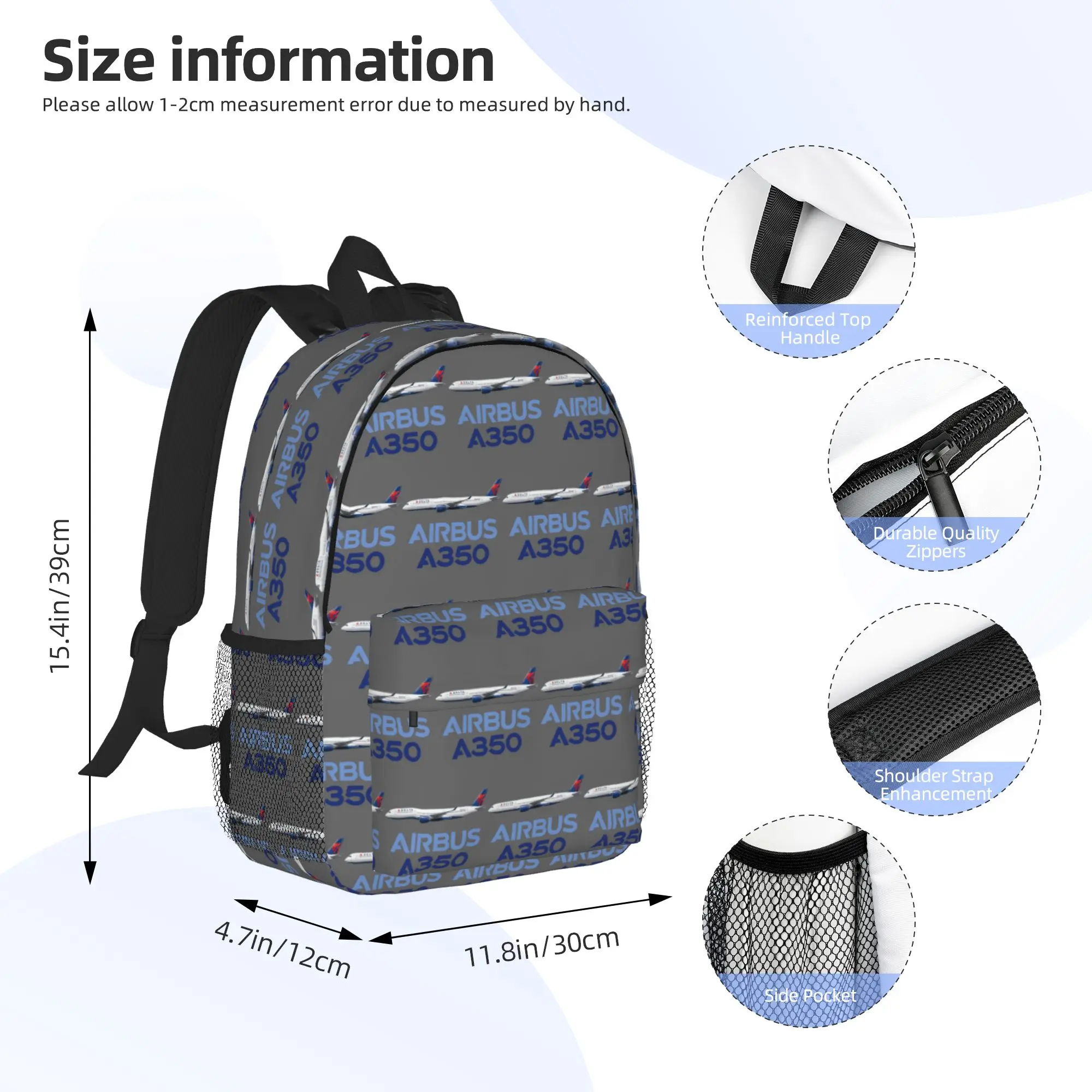 New Airbus Beluga A350 Backpack Hot Sale Daypack Large Capacity Boys Girls BookBag Shoulder Bags for Men Women School Bag