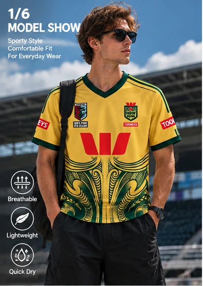 Men Short Sleeve Rugby Jersey Maori Tribal Pattern Vintage Style Rugby Match Training Wear Quick Dry Breathable Sports Uniform