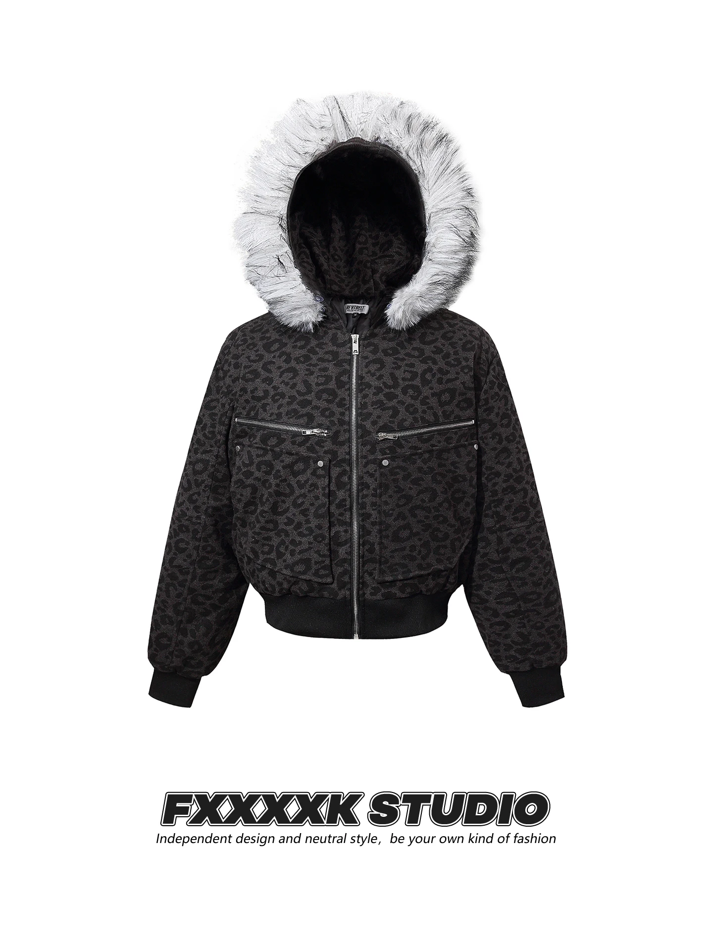 

FXK Original Retro Camouflage Thiened Fce Lined Men's Winter Cotton Jaet with Fur Collar Hooded Warm Coat for Youth