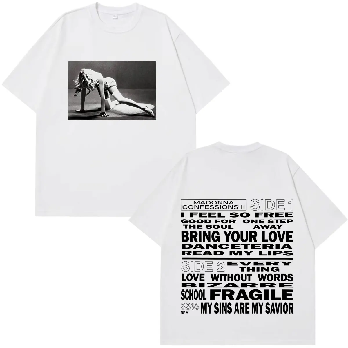 Madonna CONFESSIONS II Album Tour 2026 Print T Shirt Men Women Fashion T-shirt Summer Cotton Loose Casual T-shirts Fan Gifts Top