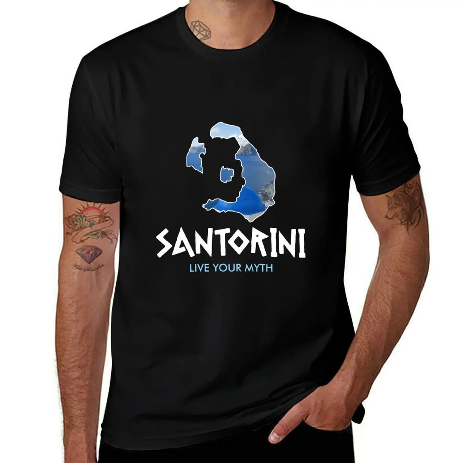 Santorini live your Myth. T-Shirt Plus Size Street Style Tee T-Shirt