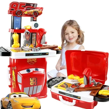 [Disney] 3 in1 Cars Lightning McQueen Toolbox Toolbox Toy Set topolino set da cucina simulato play house set giocattoli per bambini per regalo per bambini