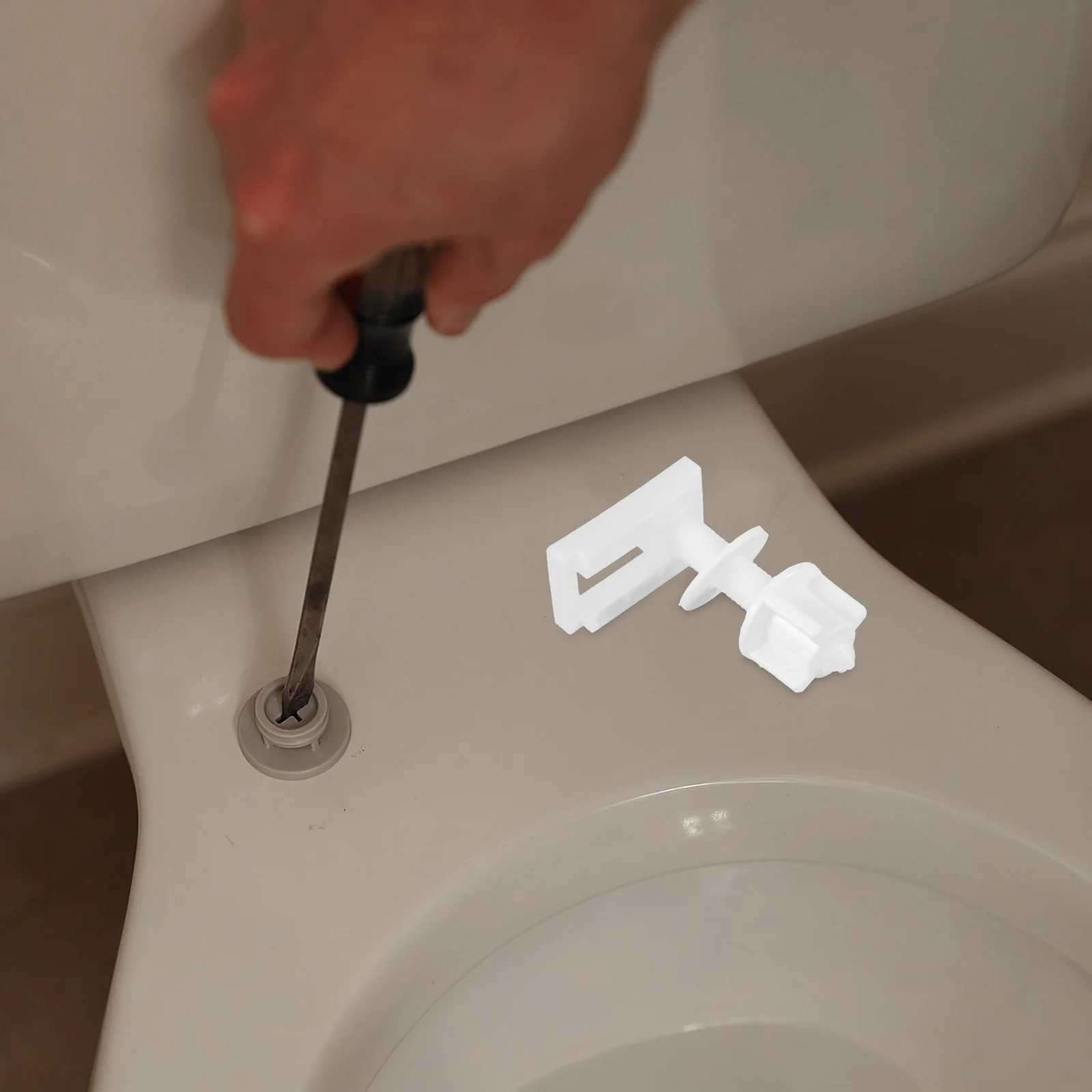 2Sets Toilet Seat Screws Nuts Washers Set Plastic Hardware for Bowl Attachment Easy to Install Plastic Screws Toilet Bolt Screw