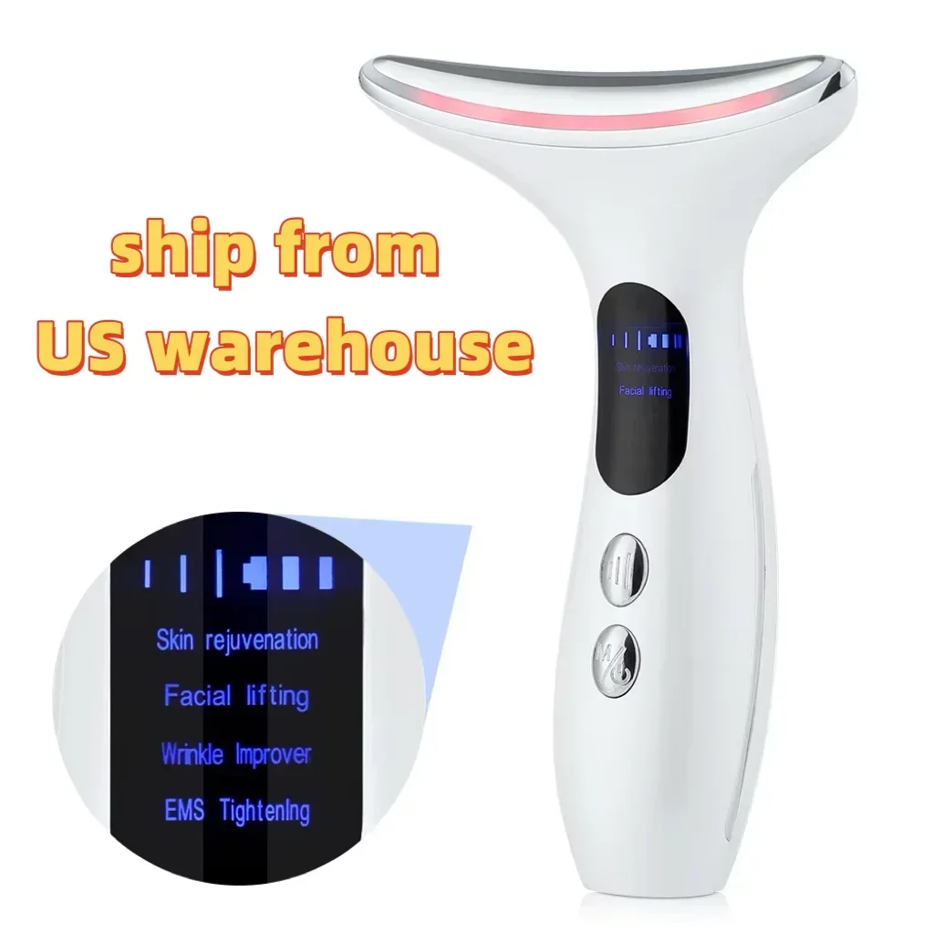 อีเมก้าอุปกรณ์ความงามคอ EMS ไมโครกระแสคางยกกระชับใบหน้า LED กระชับการฟื้นฟูต่อต้านริ้วรอยการดูแลผิวเครื่องนวดหน้า