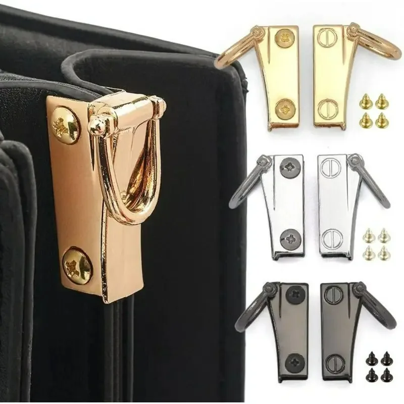6Pcs/Set Metal Side Clasp Bag Buckle Detachable Bag Connector Clip with D Ring Durable Metal Fasteners Screws DIY Purse Wallet H