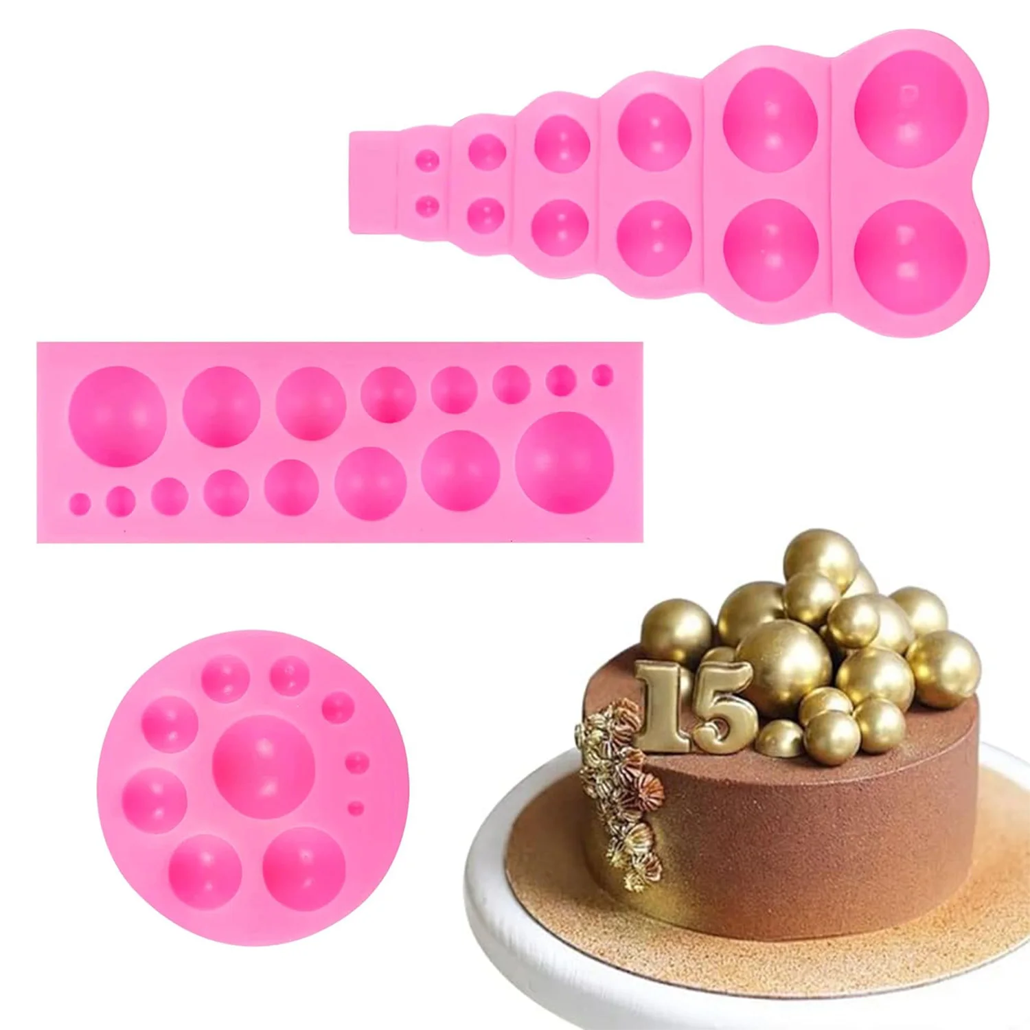DIY 3D Pearl Fondant Mold Ball Pearl Semi Sphere Chocolate Silicone Molds Cake Decorating Sugar Lollipop Mold Dome Tool view 4
