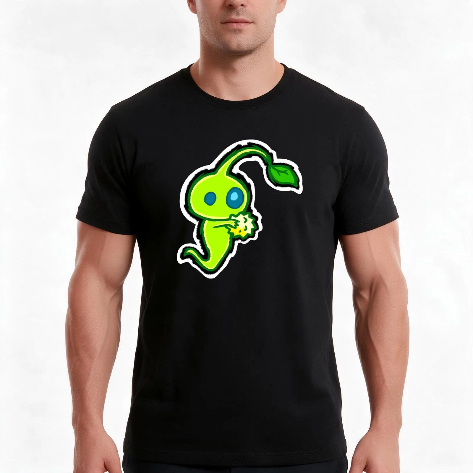 Glow Pikmin Glow Pellet T-Shirt, Summer Casual Cotton Tee, Oversized Streetwear Tops, Vintage Graphic Print, Unisex Men Women
