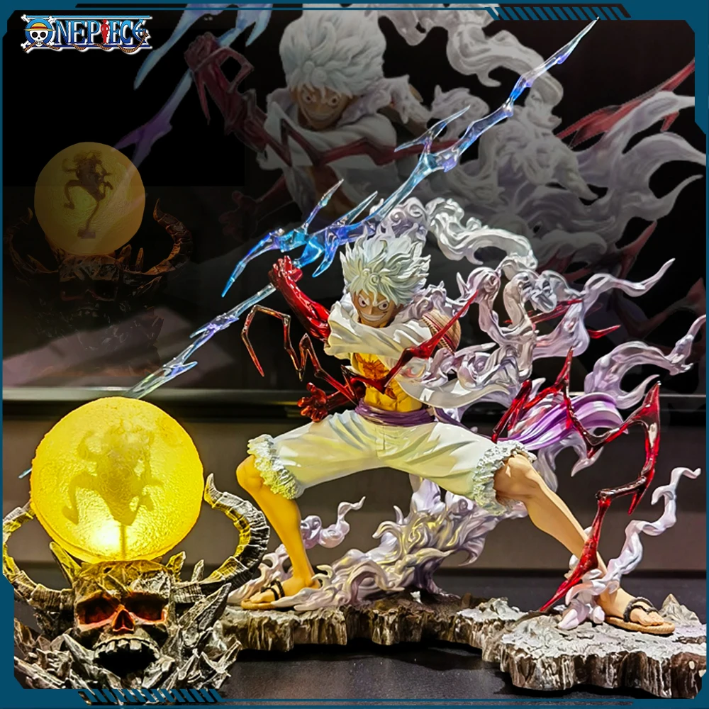 One Piece Nika Luffy Figure Luffy Sun God Gear 5 With Light Ball 28cm Action Figurine PVC Statue Model Collection Decora Toy Gif