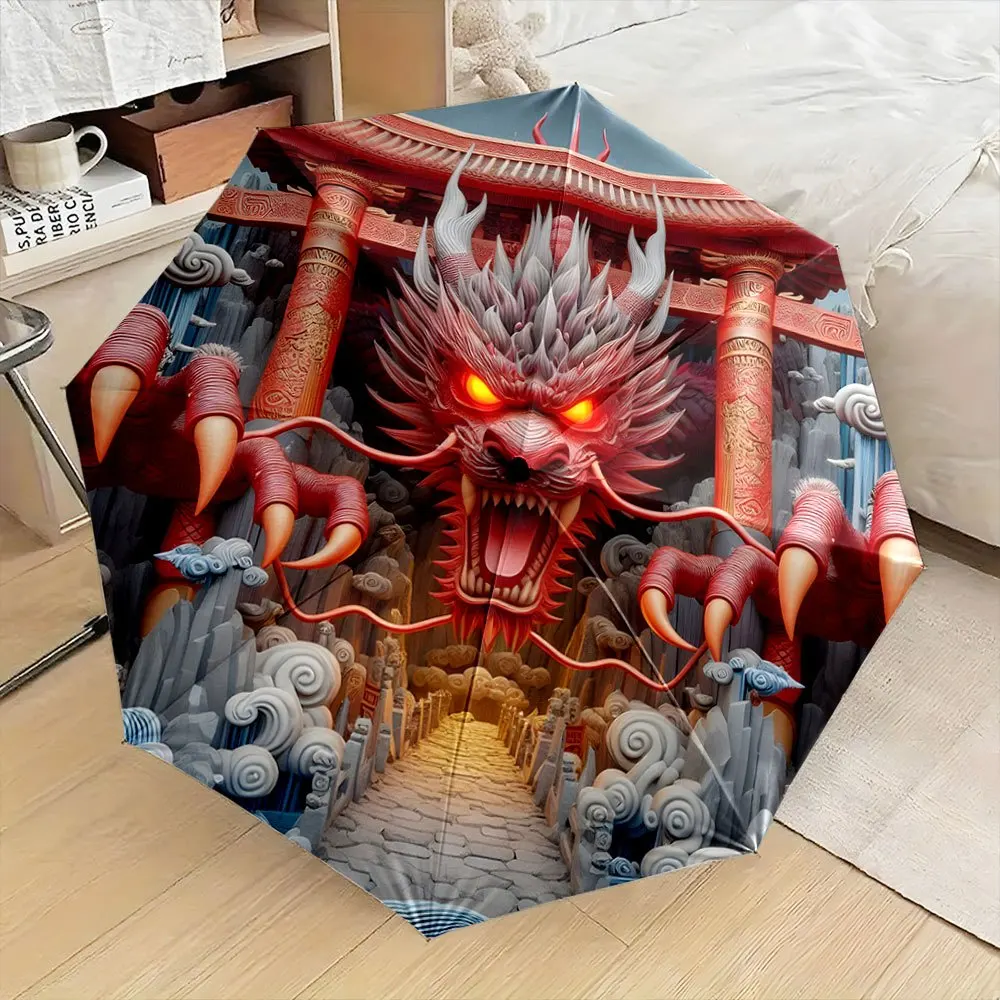 

Автоматический складной зонт с светящимися элементами - дизайн в стиле древнекитайского храма, прочная 8-спицевая конструкция, компактный и портативный.