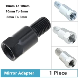 Adaptador de tornillo de Metal para espejos retrovisores de motocicleta, rosca de perno de conversión, negro, plateado, acero, M10, 10MM, M8, 8MM, 1 unidad