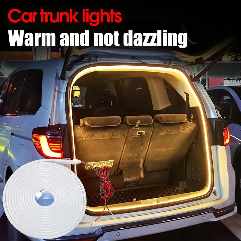200cm/400cm Car Trunk Dynamic Flowing Light Strip Automatic On/Off Scanning Lamp Flexible Waterproof Light Strip Car Decor
