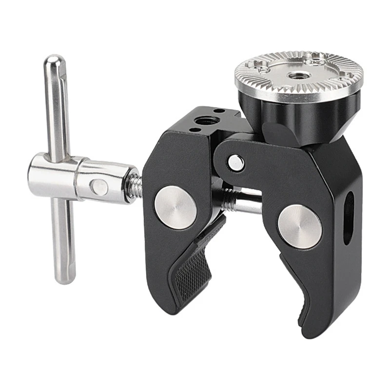 Multi-Purpose Super Crab Clamp with M6 Female Thread & 3/8In-16 Threaded Holes for Photography Tripod Leg Handrail Pole-ELEC