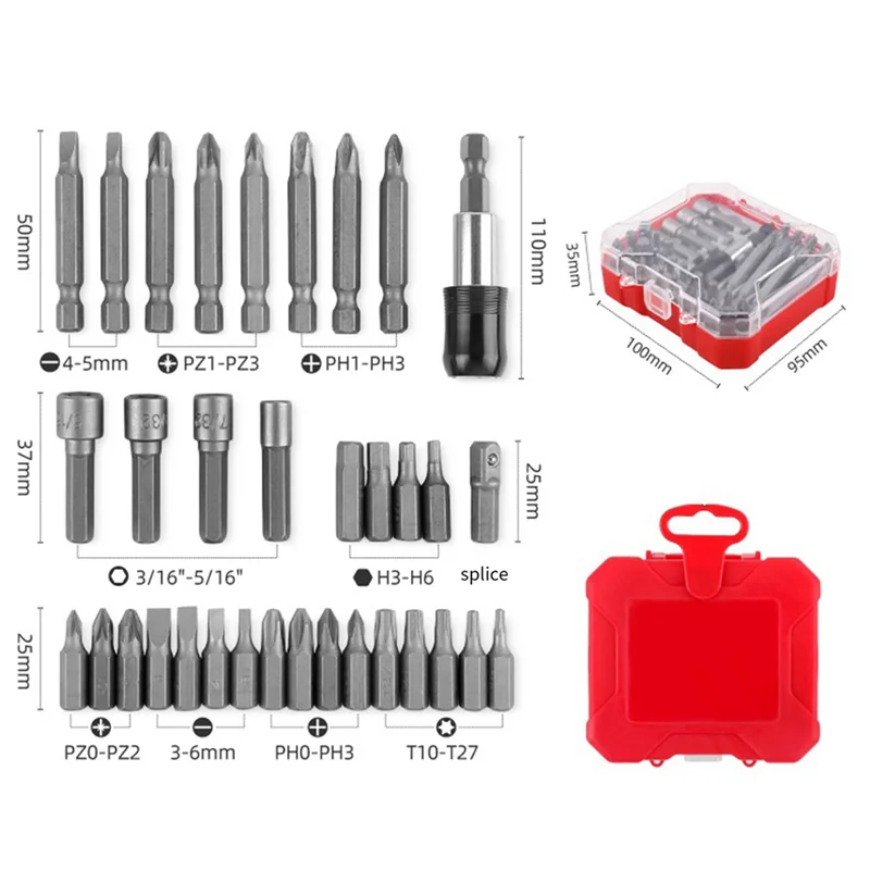 SYW-34Pcs Ratchet Screwdriver Batch Combination Plum Triangle Special-Shaped Screwdriver Home Set Box Easy Install