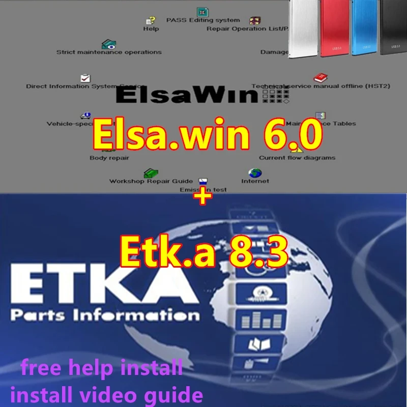 2025 Newest Etka 8.6 +elsawins 6.0 Auto Repair Software Group Vehicles Electronic Parts Catalogue for A-udi for V-W SE/AT+SKO/DA