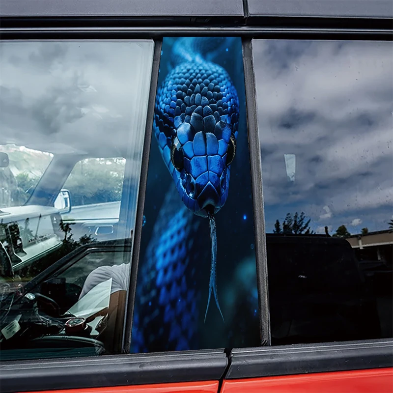 

2 штуки защитной пленки для автомобильных B-стойок, глянцевая, с рисунком «Синяя змея»