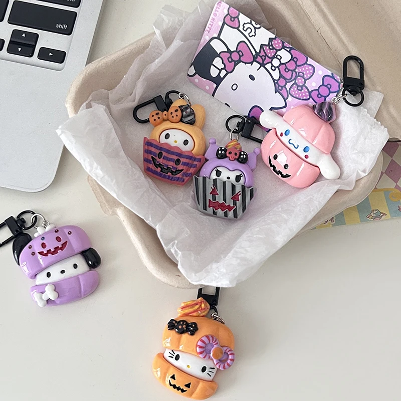 Cartoon Funny Pumpkin Sanrio Keychain Pendant For Women Girls Backpack Accessories Creative Couple Halloween Gifts