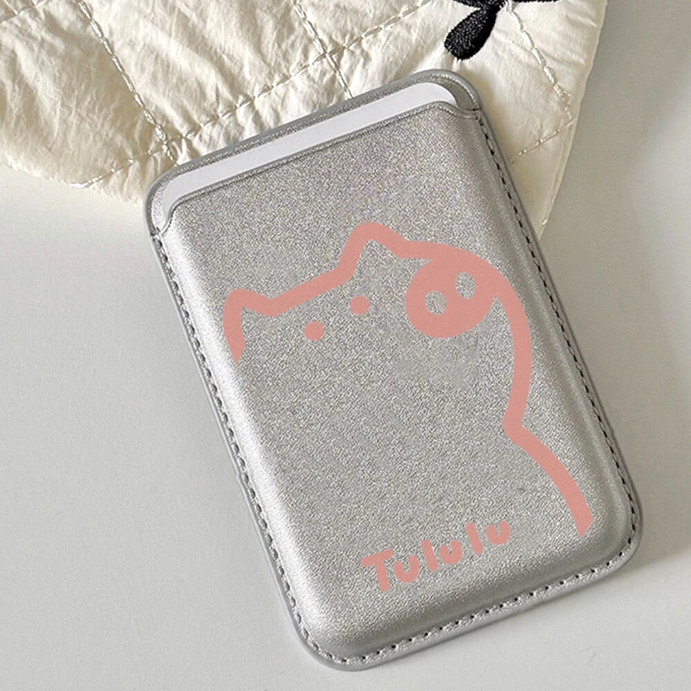Pig Tululu Leder-Kartenetui Handyhülle Kartenhalter für Magnetische Hülle Geeignet für alle iPhones für Magsafe Karten-Handy-Rückentasche – Detail 1