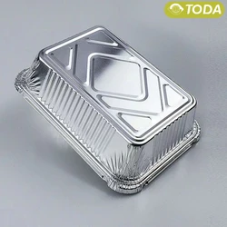 1100ML 직사각형 호일 트레이 (투명/골판지 뚜껑 포함), 대용량 식품 용기, 바베큐용 두꺼운 그릇 테이크아웃