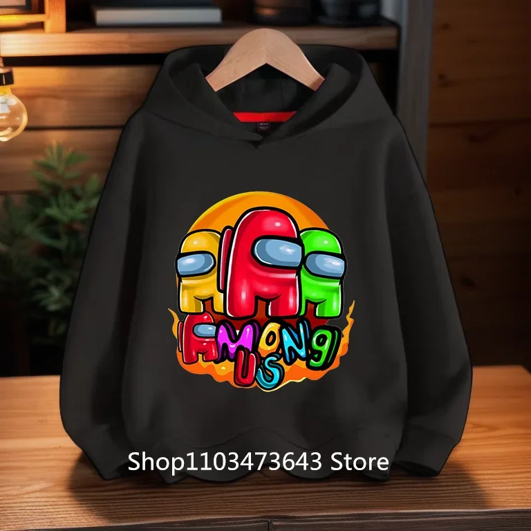 New Video Game Autumn Outdoor Sport Black Hoodies Clothes Tops Boy Girl Clothing Kids Impostor Costume Outfits