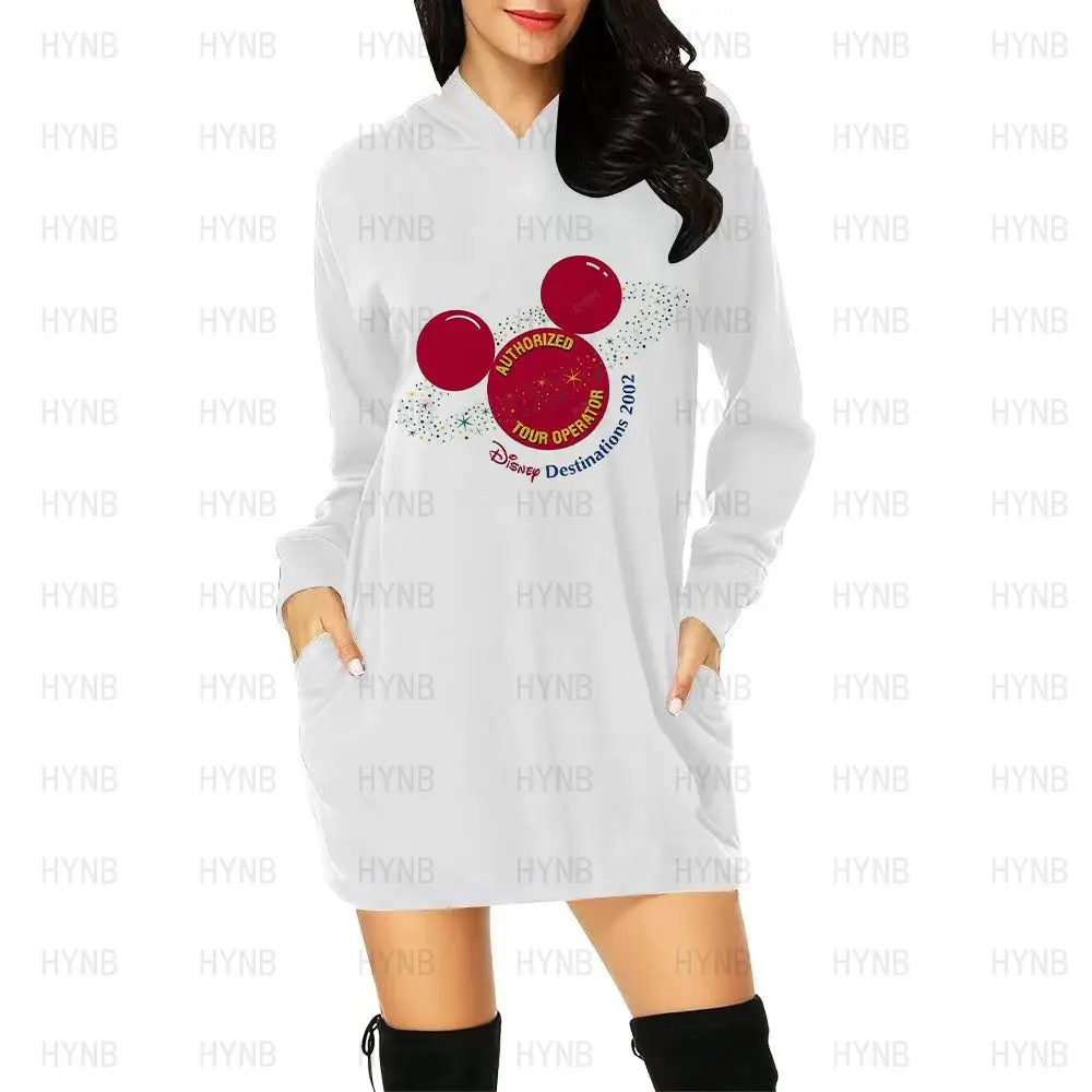 Hoodie Dresses Long Sleeves Korean Fashion Mini Dress Y2k Minnie Mouse Women 2022 Sweater Dress Elegant Mickey Kawaii Disney 5XL