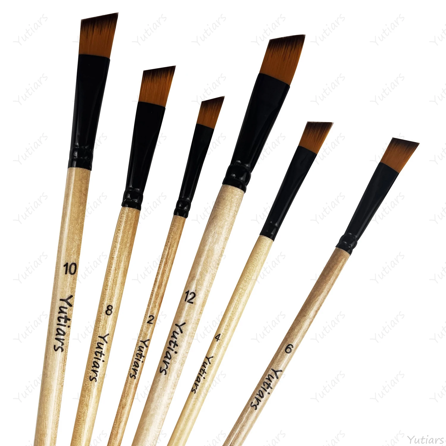 6pcs Angle Shader Paint Brushes Fine Detail Brushes for Leaves Edges Strokes Watercolor Acrylic Oil Painting Artist Supplies