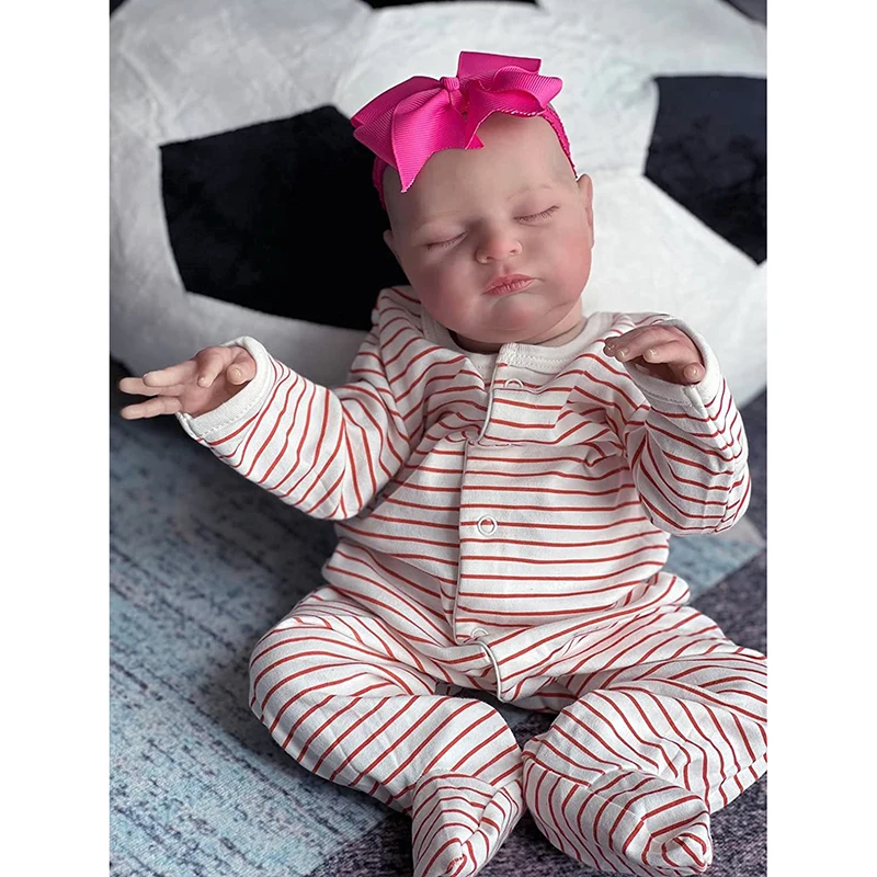 

48cm Newborn Sleeping Laura Reborn Baby Dolls Realisitc Soft Silicone Reborn Real Looking Girls Doll Hand-Painted Hair