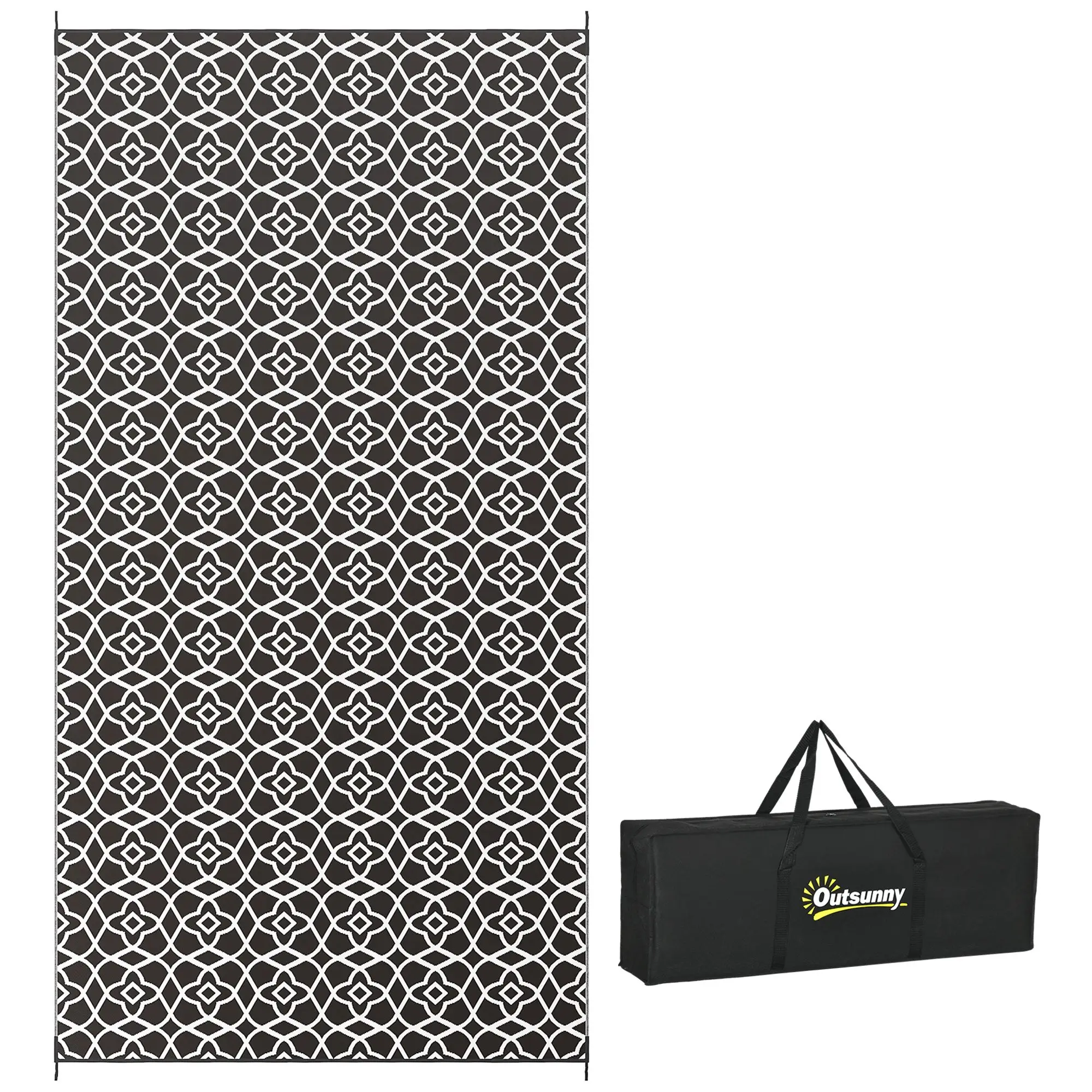 

Outsunny Reversible Outdoor Rug, 9' x 18' Waterproof Plastic Straw Floor Mat, Portable RV Camping Carpet with Carry Bag, Large F
