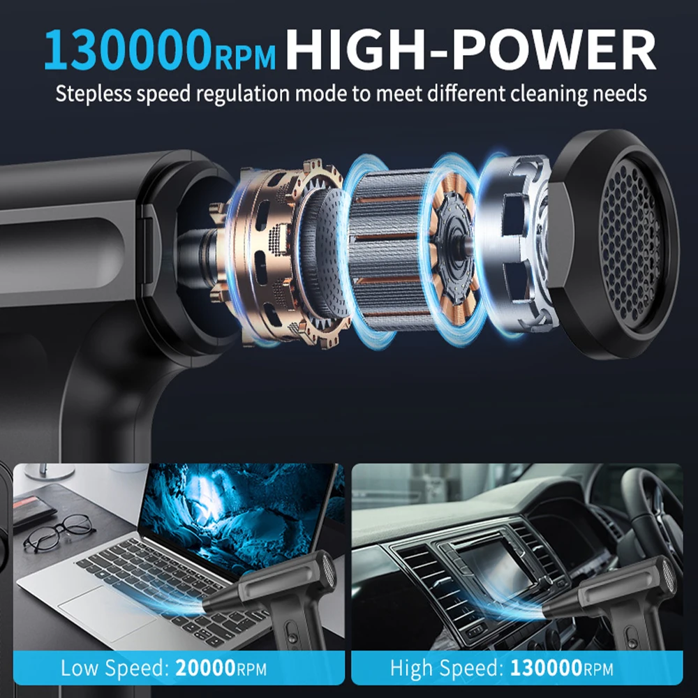 Elektryczny dmuchawa powietrza 450000 RPM Turbo Jet Fan Bezszczotkowy silnik Wysokiej prędkości Turbo Silny wentylator USB Akumulatorowy Mocny odkurzacz do kurzu