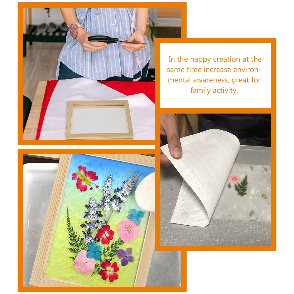 

4pcs Wood Picture Frame DIY Material Package for Paper Making Kit Kids Educational Toy Students Craft Mold