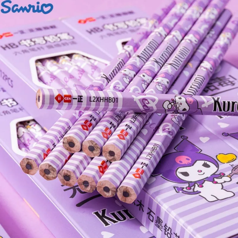 240pcs Sanrio Kuromi Wooden Hb Pencil Kawaii Anime Children Hexagon Writing Drawing Pencil School Stationery Supplies Wholesale