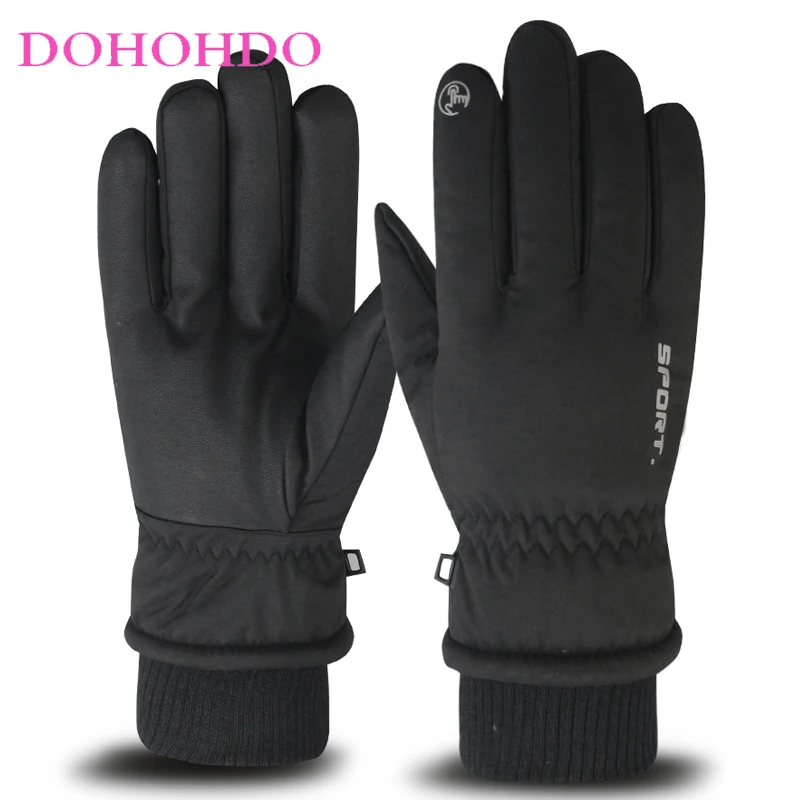 

Winter Ski Gloves Touch Screen Black Gloves Ladies Plus Velvet Padded Warm Cycling Men‘s Waterproof Motorcycle Gloves Перчатки