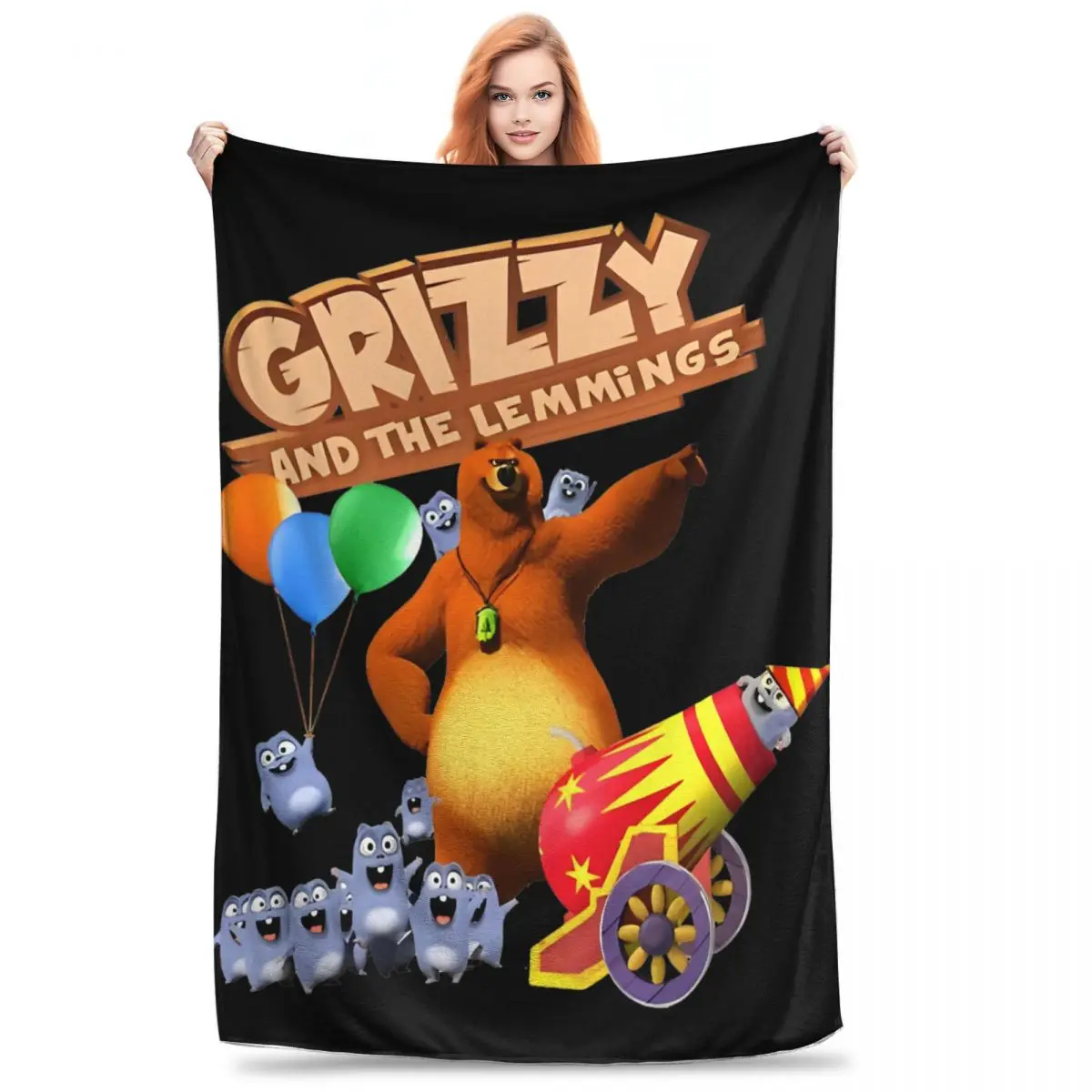 

Super Soft Grizzy And Lemmings Throw Blanket Premium Fleece Flannel Lightweight Blanket Cozy Warm Bedspread All Season Use