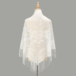 Elegant lace embroidered triangle Scarf shawl Tassel shawl Elegent wedding Shawl women shrug banquet Long Wraps