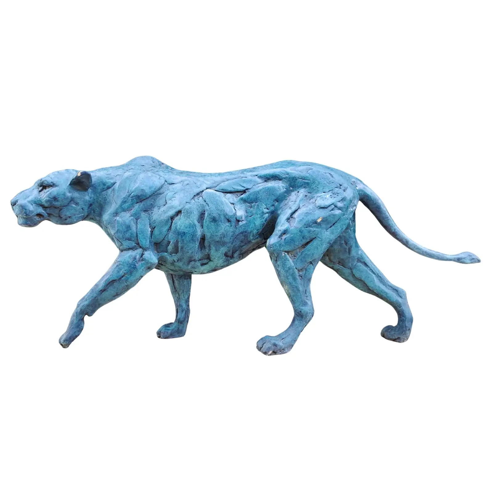 35cm Vintage Bronze Walking Panther Statue Bronze Walking Vintage Panther Cheetah Sculpture Handmade Home Art Decoration Accent