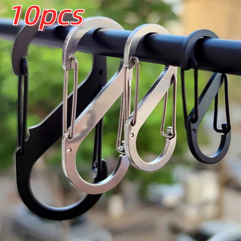 5/10 قطعة مجموعة حلقة تسلق سبيكة مكافحة سرقة في الهواء الطلق على ظهره مشبك حلقة تسلق تكتيكية صغيرة المفاتيح خطاف مزدوج لوازم التخييم #1