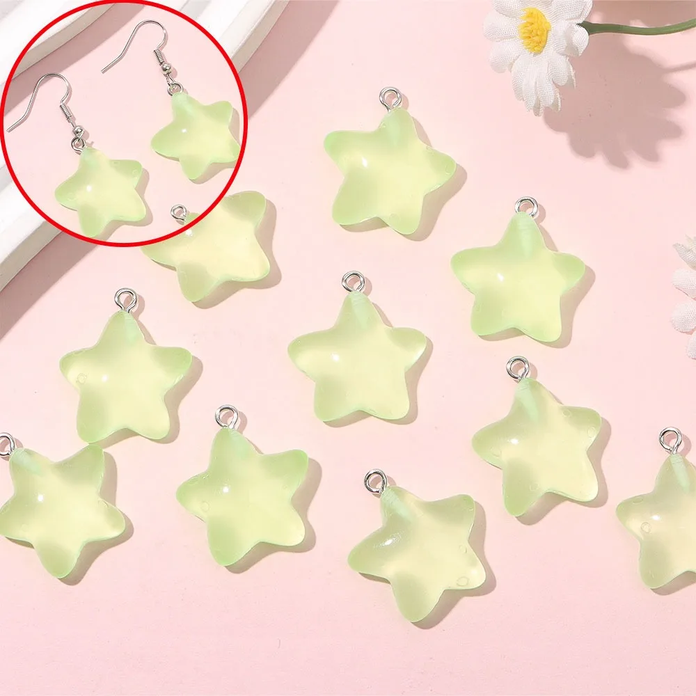 

8/16/24pcs Green Luminous Star Pendants,DIY Bracelets Necklaces Earrings,Valentine's Day Christmas Mother's Day Gift Accessories