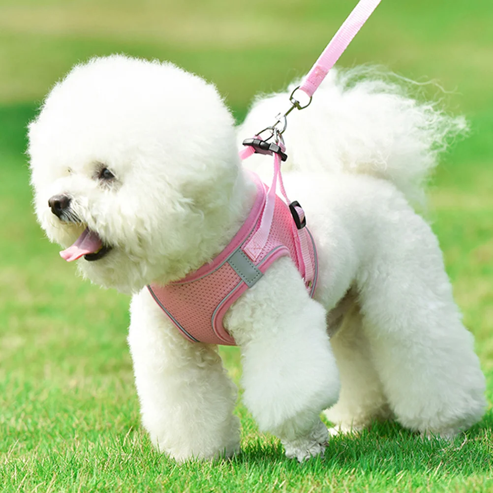 

Dog Vest Harness Breathable Reflective Pet Chest Strap For Small Medium Dogs Outdoor Walking Running Travel Pink Size M