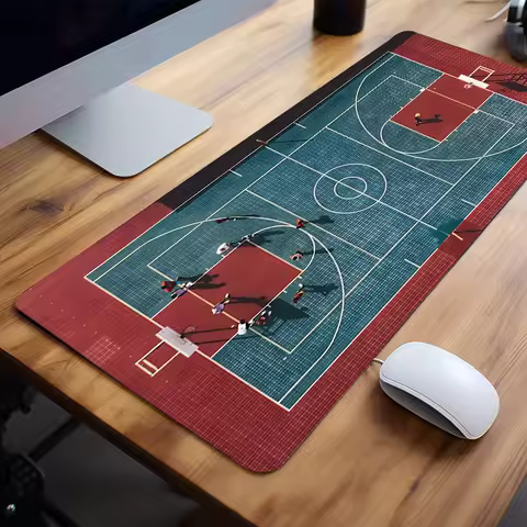Basketball Court Mouse Pad Desk Accessories Extra Large Gaming Deskpad for Desk Non-Slip Rubber Base Computer Mousepad Stitched