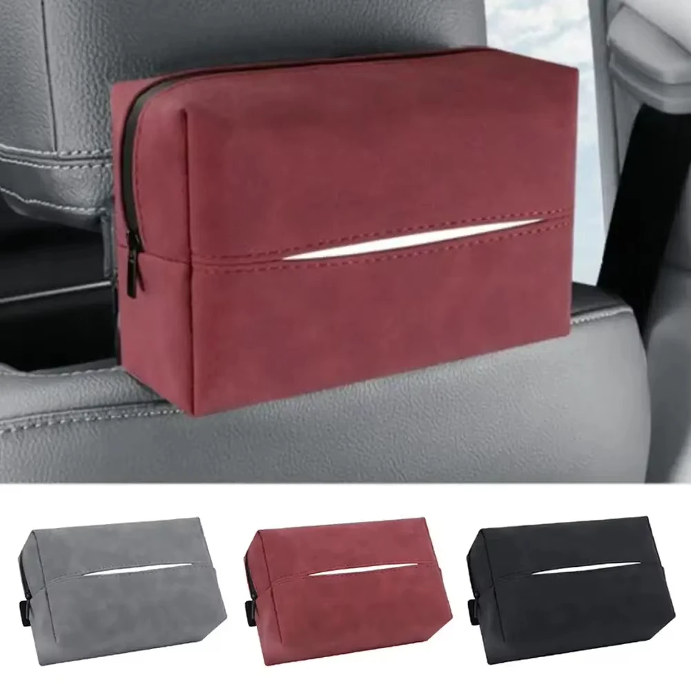 

Premium Car Tissue Box - Faux Suede Backseat Hanging Design, Luxury Auto Armrest Tissue Holder, Stylish In-Car Decoration for En