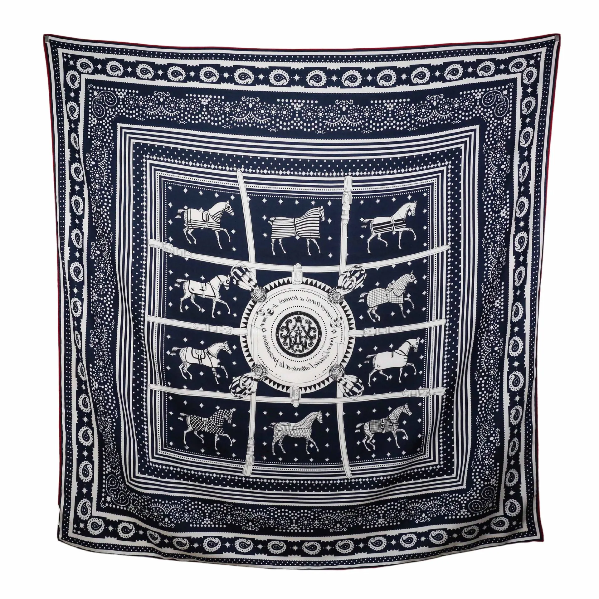 Horse Scarf 135CM Winter Large Shawls Hand Rolled Edges Head Bag Scarves Christmas Gift Luxury Clothing Accessories