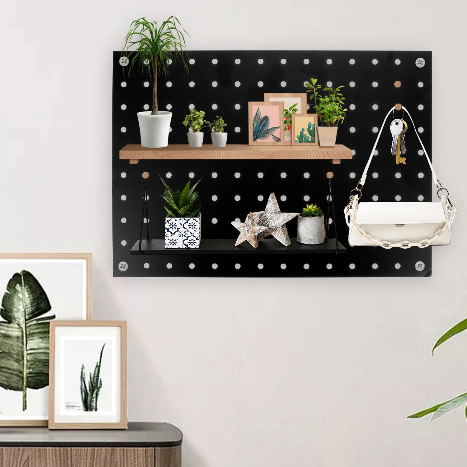 

Metal Pegboard 35.6x25cm Black Single Hole Wall Tool Storage Wall Mount Tool Organizer Garage Storage System Easy