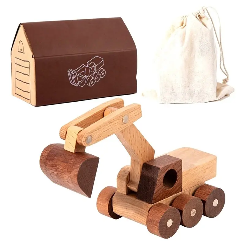 

WOWFU-1Set Children' S Gifts Excavator Models Wood Engineering Vehicle Wooden Children' S