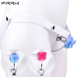 FRRK Metal Negative Male Chastity Cage Device Nylon Elastic Belt with Penis Plug Urethral Catheter Flirting Sex Toys For Men 18+