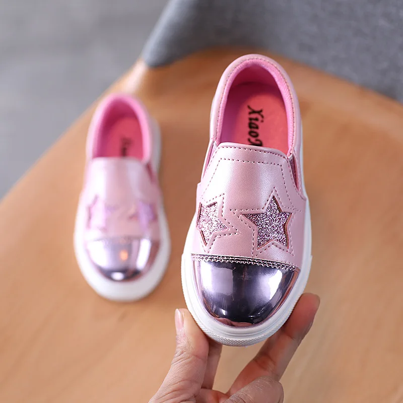 Girls Shoes Children Casual Shoes Boys Girls Fashion Sequin Skate Shoe Autumn School Running Kids8 Shoes Slip OnLeather Sneakers