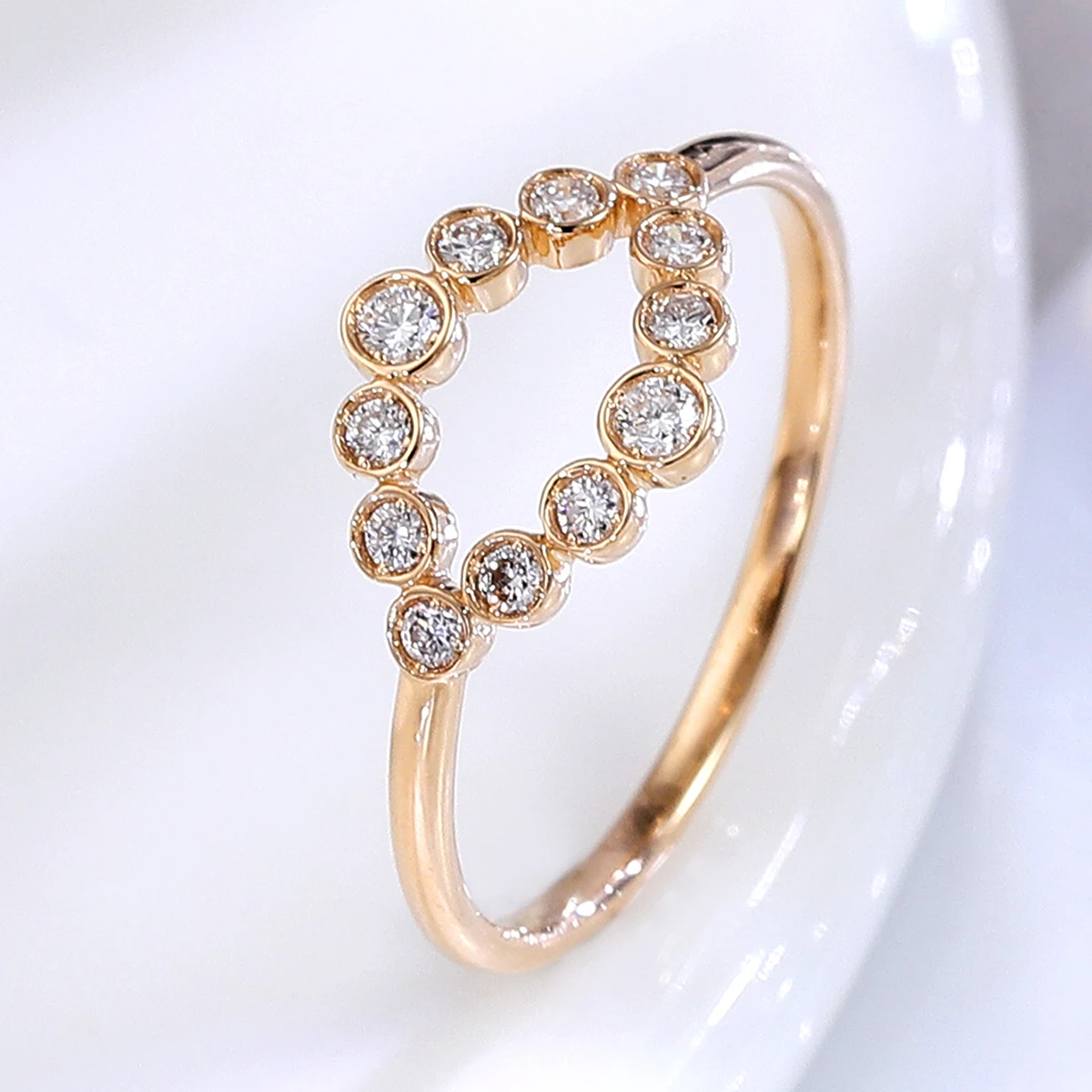 Provence 18K/14K/10K Gold Round Cut DEF/VS Bezel Set Lab-Grown Diamond Bridal Daily Wear Ring Anniversary gift