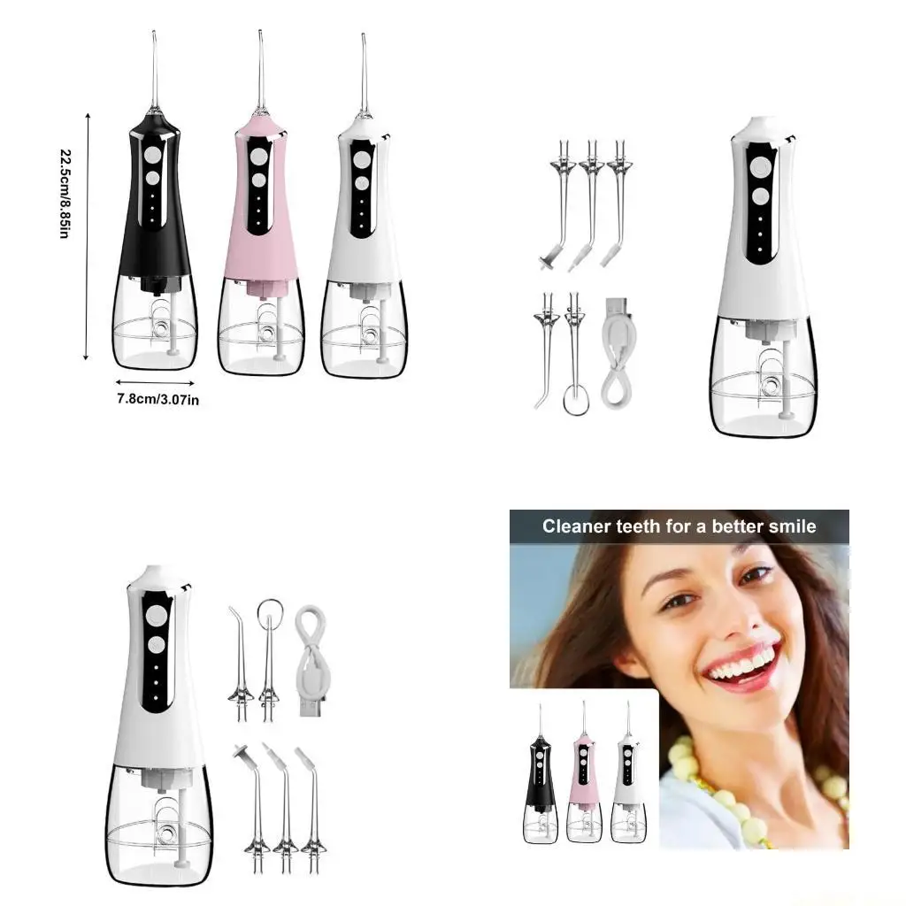 

D0AB Водная зубная нить Зубочистка 3 режима Стоматологический ирригатор Портативный и перезаряжаемый IPX6 Водонепроницаемые