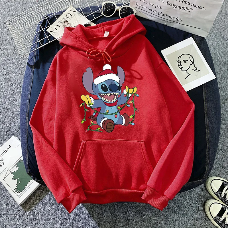 Hoodies Kawaii Christmas girls Kawaii Lilo Stitch Funny Hoodie Women Stitch Cute Manga Sweatshirts Y2k Streetwear Female Hoody