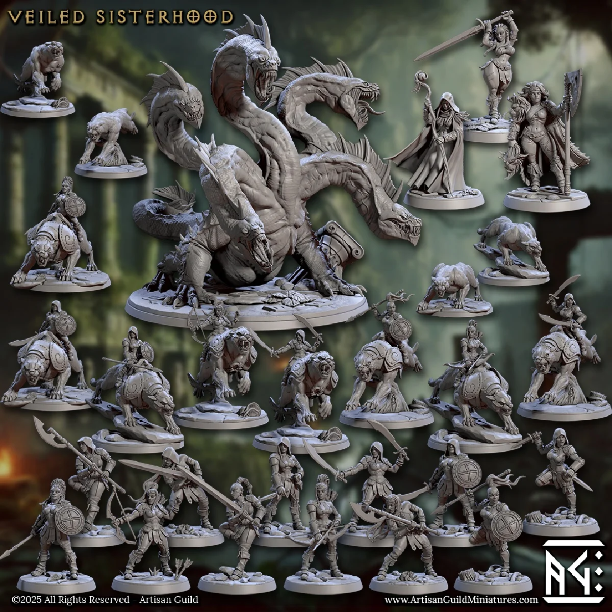 

Мини-доска DND Game Battle Chess 3D-печать Sisterhood Of The Veil War Lords Rogues Cheetah Knight Devouring Hydra DND War Ches